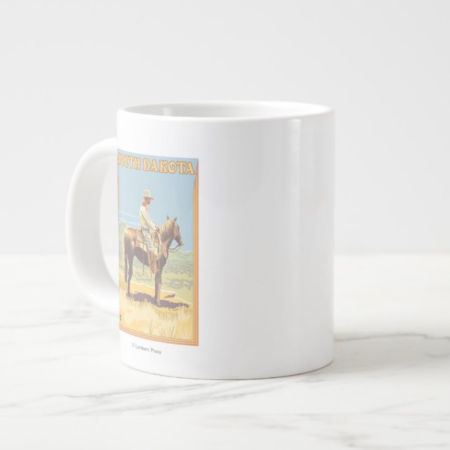 Cowboy (Side View)South Dakota Large Coffee Mug (Front Left)