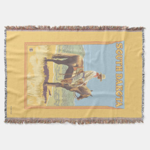Cowboy (Side View)South Dakota Throw Blanket