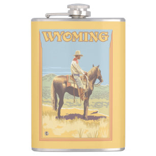 Cowboy (Side View)Wyoming Hip Flask