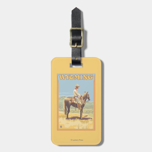 Cowboy (Side View)Wyoming Luggage Tag (Front Vertical)
