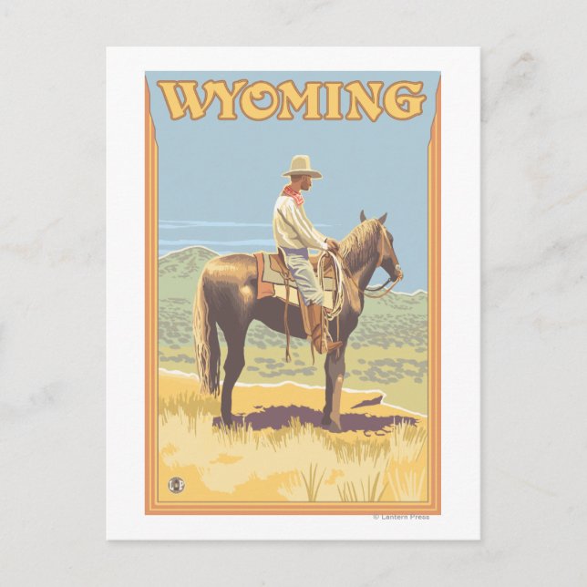 Cowboy (Side View)Wyoming Postcard (Front)