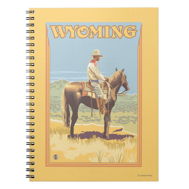 Cowboy (Side View)Wyoming Spiral Notebook (Front)
