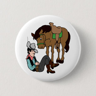 Cowboy Siesta Horse Resting Lazy Day 6 Cm Round Badge