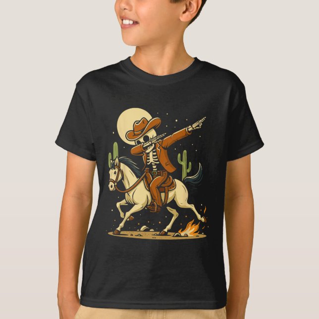 Cowboy Skeleton Dabbing Shirt  (Front)