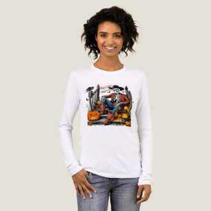 Cowboy Skeleton Halloween Long Sleeve Tri-Blend Shirt