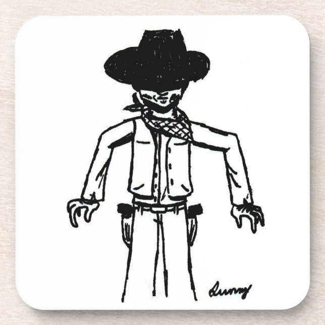 Cowboy Sketch Coasters - Set of 6 (Front)