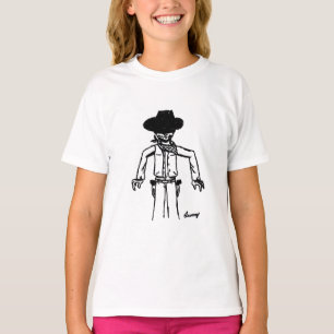 Cowboy Sketch Girls Ringer T-Shirt