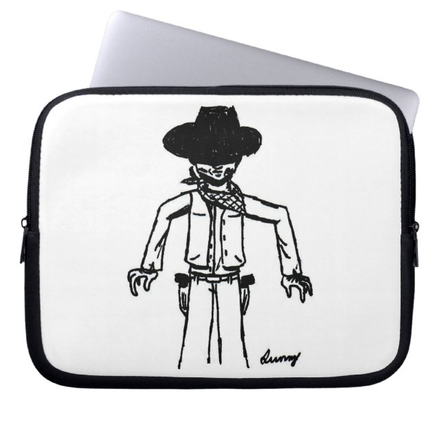 Cowboy Sketch Laptop Sleeve (Front)