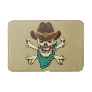 Cowboy Skull and Crossbones Bath Mat
