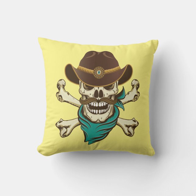 Cowboy Skull and Crossbones Cushion (Front)