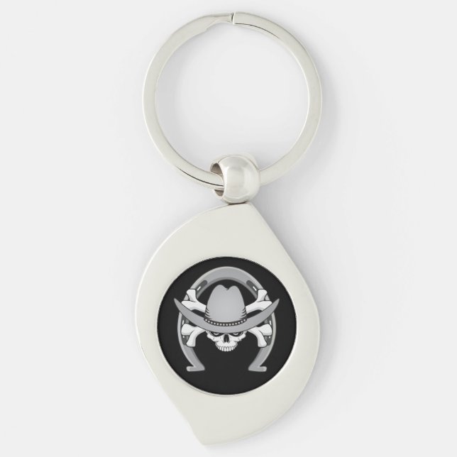Cowboy Skull Horseshoe Key Ring (Front)