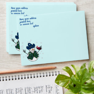 Cowboy Snowman Christmas Envelope