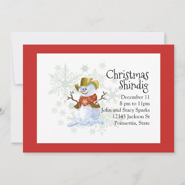 Cowboy Snowman Christmas Holiday Invitation (Front)