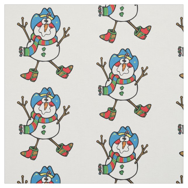 Cowboy Snowman Holiday Fabric (Swatch)
