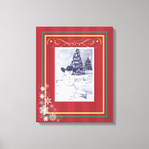 Cowboy Snowman Mosiac Wrapped Canvas