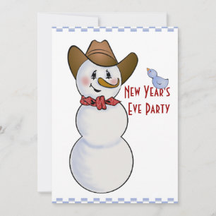 Cowboy Snowman New Years Eve Party Invitation