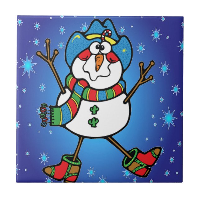 Cowboy Snowman Tile (Front)