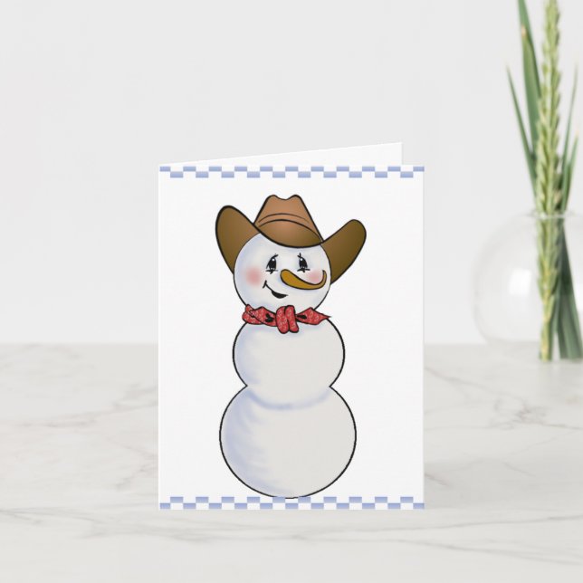 Cowboy Snowman with Red Bandanna Holiday Card (Front)