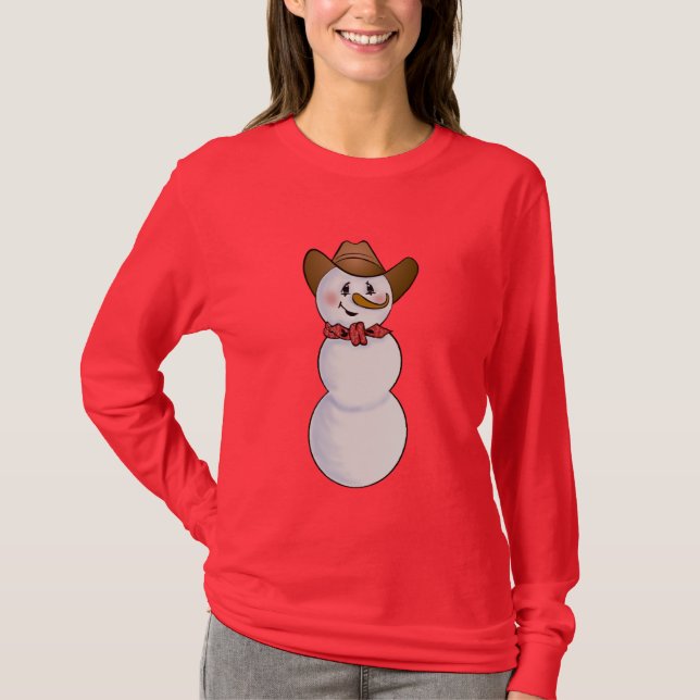 Cowboy Snowman with Red Bandanna T-Shirt (Front)