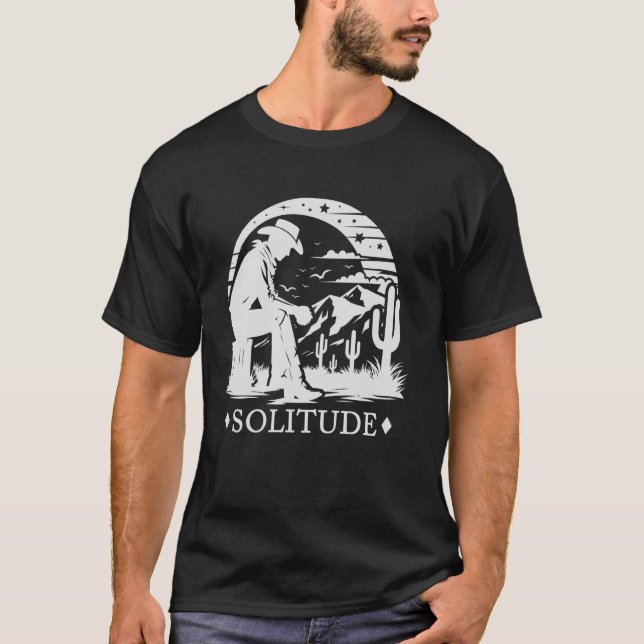 Cowboy Solitude, Western Desert Graphic Tee, Vinta T-Shirt (Front)
