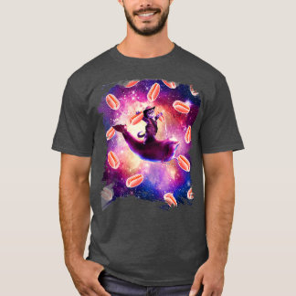 Cowboy Space Cat On Dolphin Unicorn  Hot Dog T-Shirt