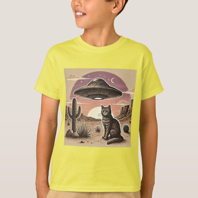 Cowboy Spaceship Cat T-Shirt (Front)