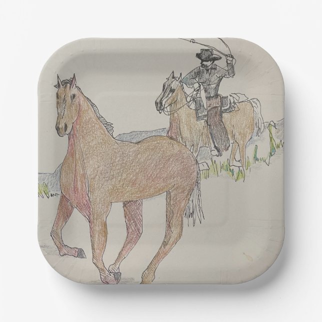 Cowboy Square Party Plates (Front)
