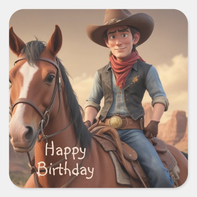 Cowboy Square Sticker (Front)