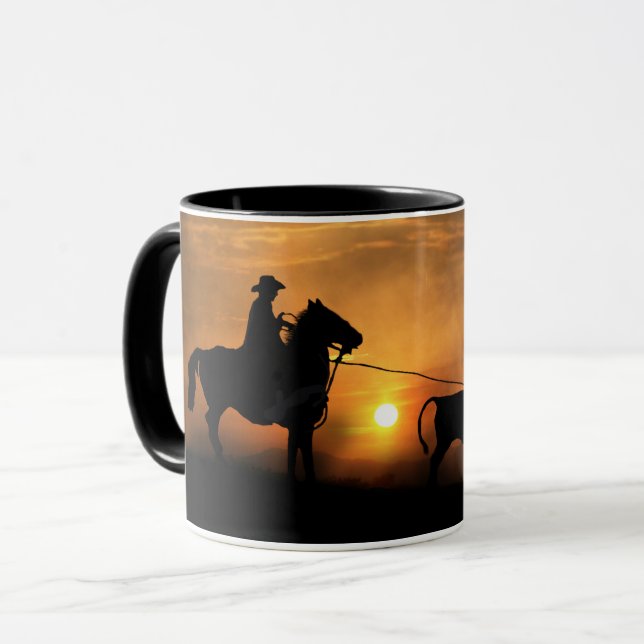 Cowboy Steer Roping Mug (Front Left)