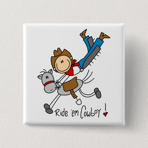 Cowboy Stick Figure Tshirts and Gifts 15 Cm Square Badge
