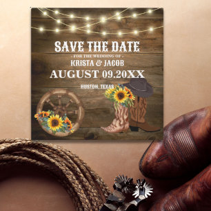 Cowboy Sunflower Western Wedding Save The Date