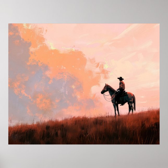 Cowboy Sunrise Western Poster (Front)