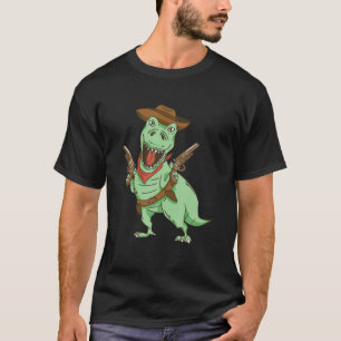 Cowboy T Rex Dinosaur Kids Wild West Country Boys T-Shirt