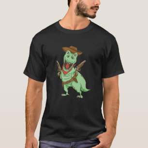 Cowboy T Rex Dinosaur Kids Wild West Country Boys T-Shirt