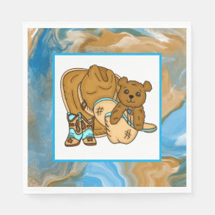 Cowboy Teddy Bear Boy’s Baby Shower Paper  Napkin