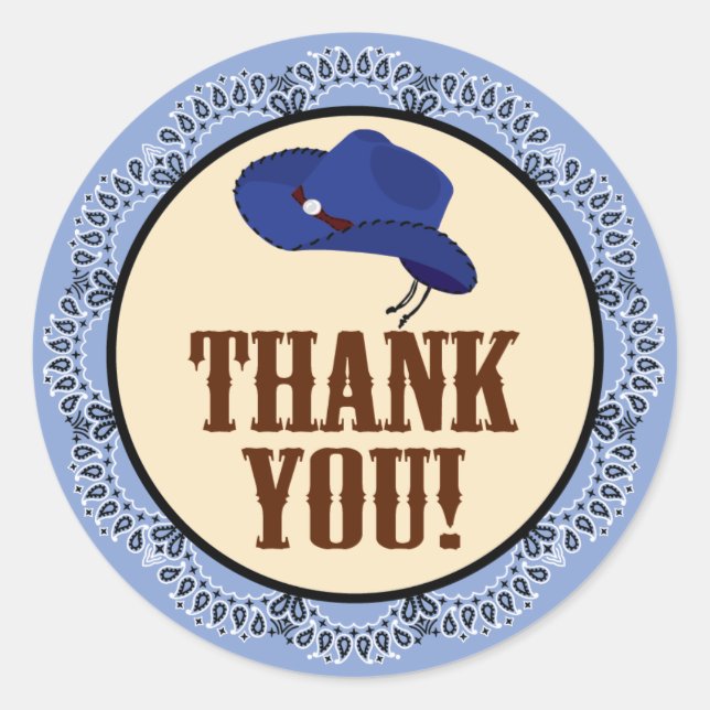 Cowboy Thank You Stickers (Front)