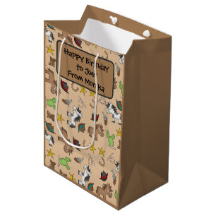 Cowboy theme Gift Bag with editable text box
