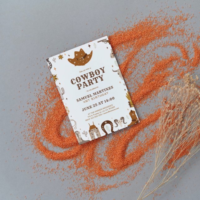 Cowboy Theme Kids Birthday Party Invitation (Creator Uploaded)