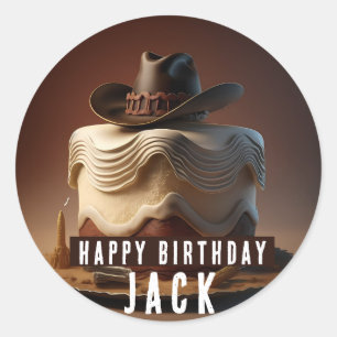 Cowboy themed Birthday Classic Round Sticker