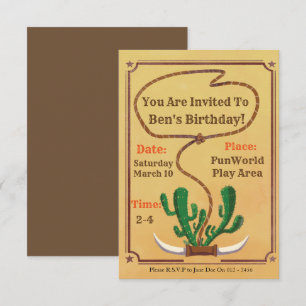 Cowboy Themed Birthday Invitations