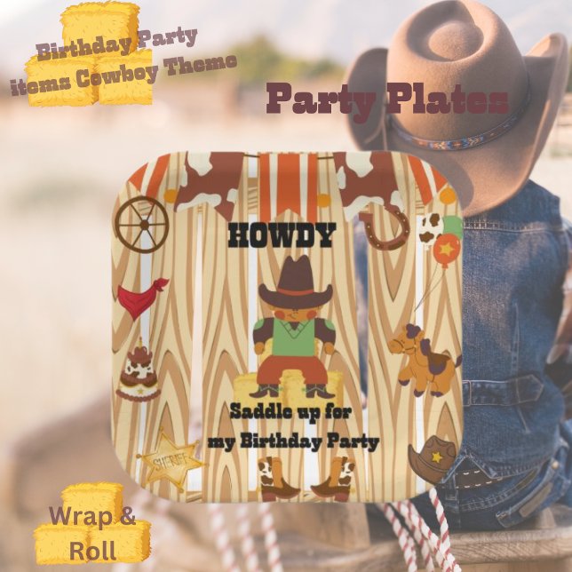 Cowboy Themed Birthday  Paper Plate (Creator Uploaded)