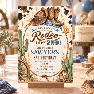 Cowboy This Ain’t My First Rodeo 2nd Birthday Invitation