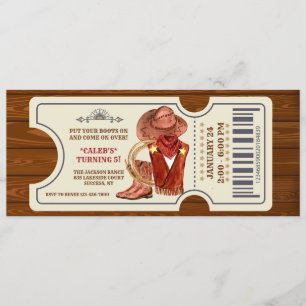 Cowboy Ticket Birthday Party Invitation