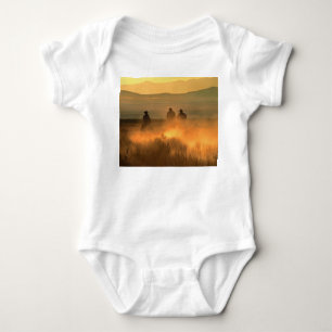 Cowboy Trio: Mountainous Background Gallop. Baby Bodysuit
