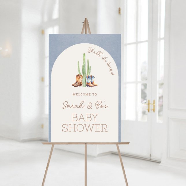 Cowboy Twins Baby Shower Welcome Sign Poster (Cowboy Twins Baby Shower Welcome Sign)