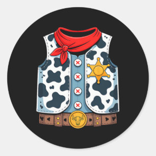 Cowboy Vest Western Sheriff Costume Cool Easy Hall Classic Round Sticker