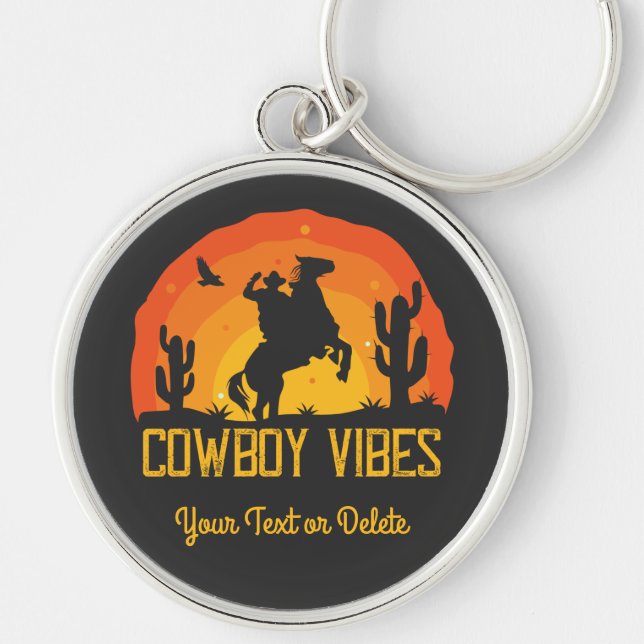 Cowboy Vibes Custom Name Key Ring (Front)