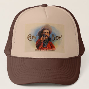 Cowboy - Vintage Ad - Hits the Mark Trucker Hat