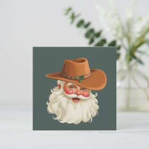 Cowboy Vintage Santa Funny Retro Western Holiday Card