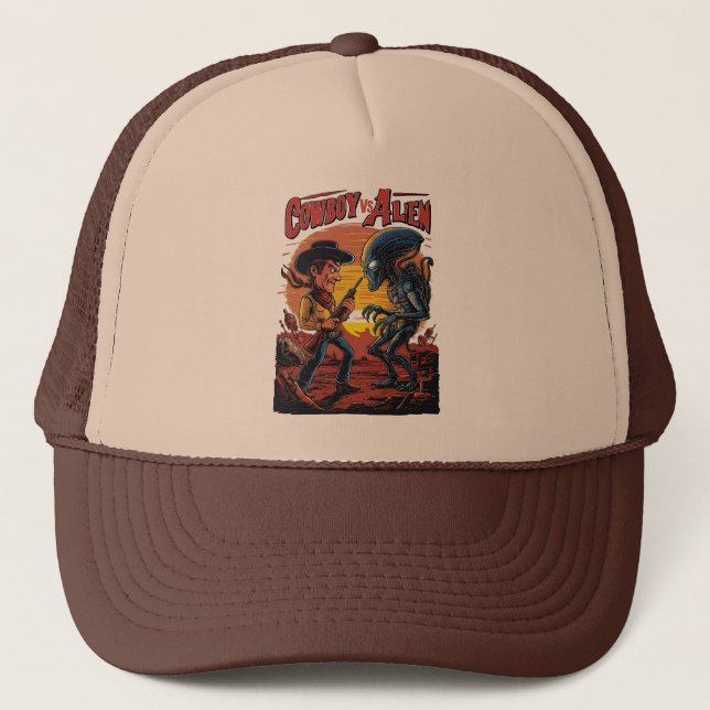 Cowboy vs Alien Trucker Hat - for Sci-Fi Fans (Front)